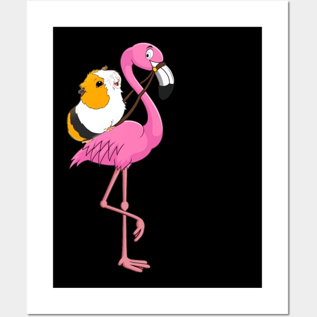 Guinea Pig Rider Flamingo Funny Wall Art by cruztdk5